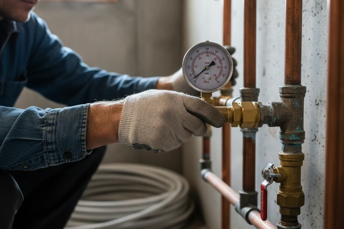 Pressure testing a repaired line during Water Line Repair in Aleppo